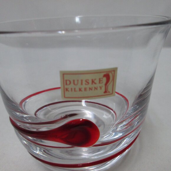 Duiske Kilkenny Irish hand cut glass red swirl votive candle holders Set 2 NEW - Picture 6 of 13